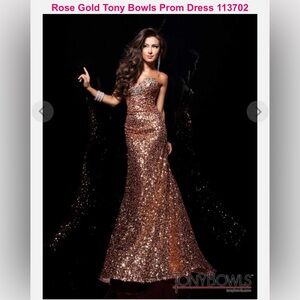 Tony Bowls Rose Gold Night Gown Strapless Dress